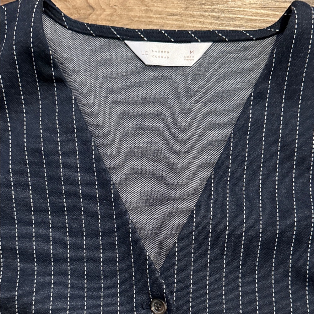 LC Lauren Conrad navy Pinstripe Vest - Picture 2 of 3